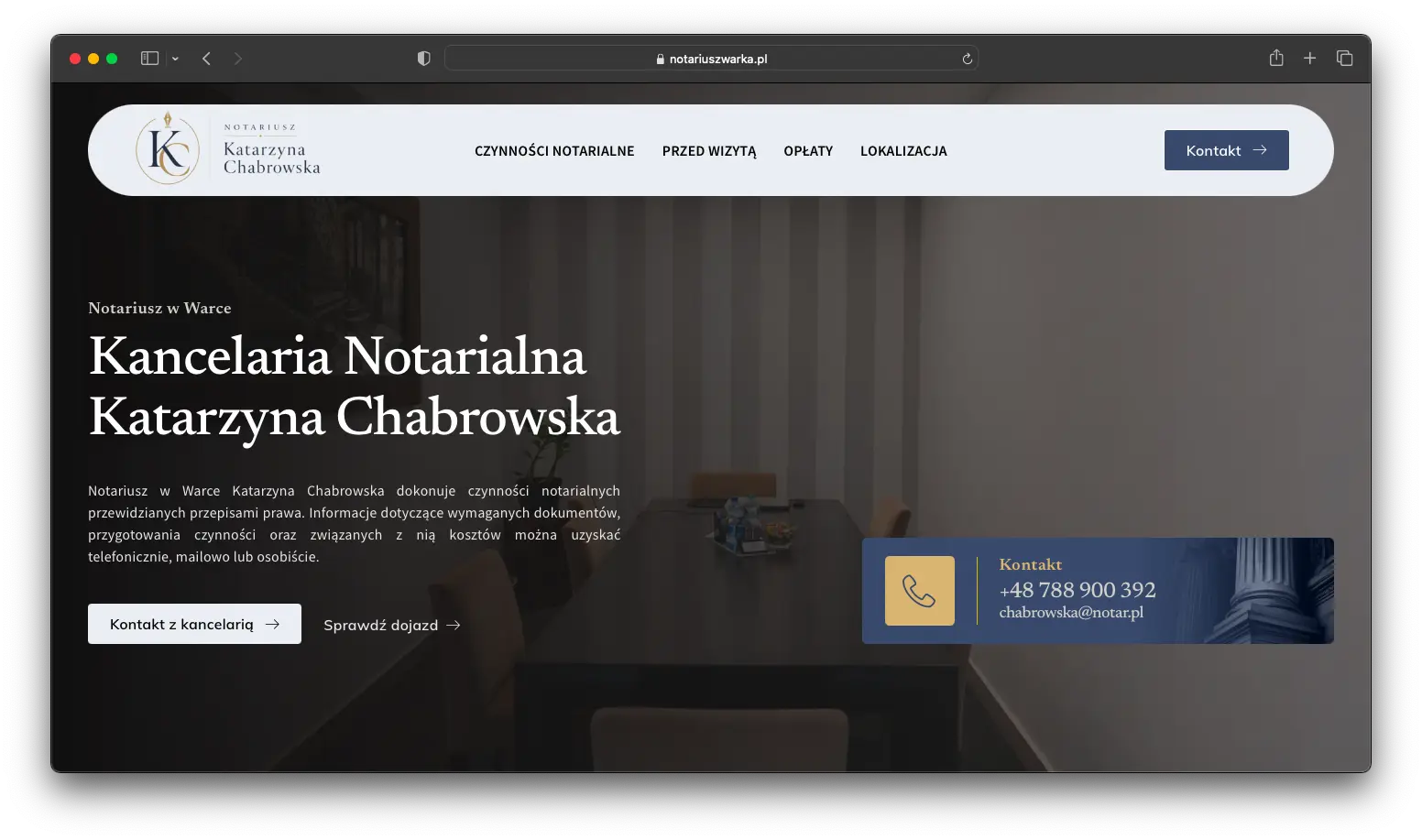 Strona internetowa dla kancelarii notarialnej 