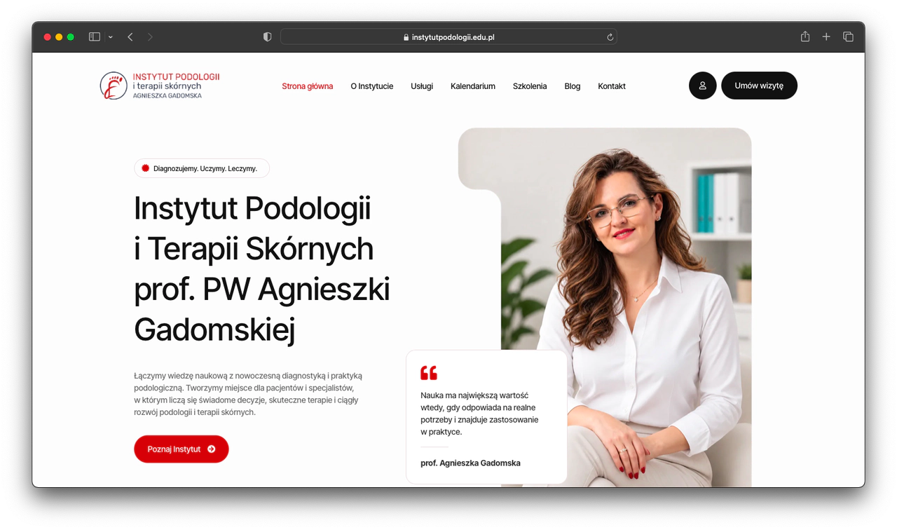 Instytut Podologii i Terapii Skórnych – strona internetowa