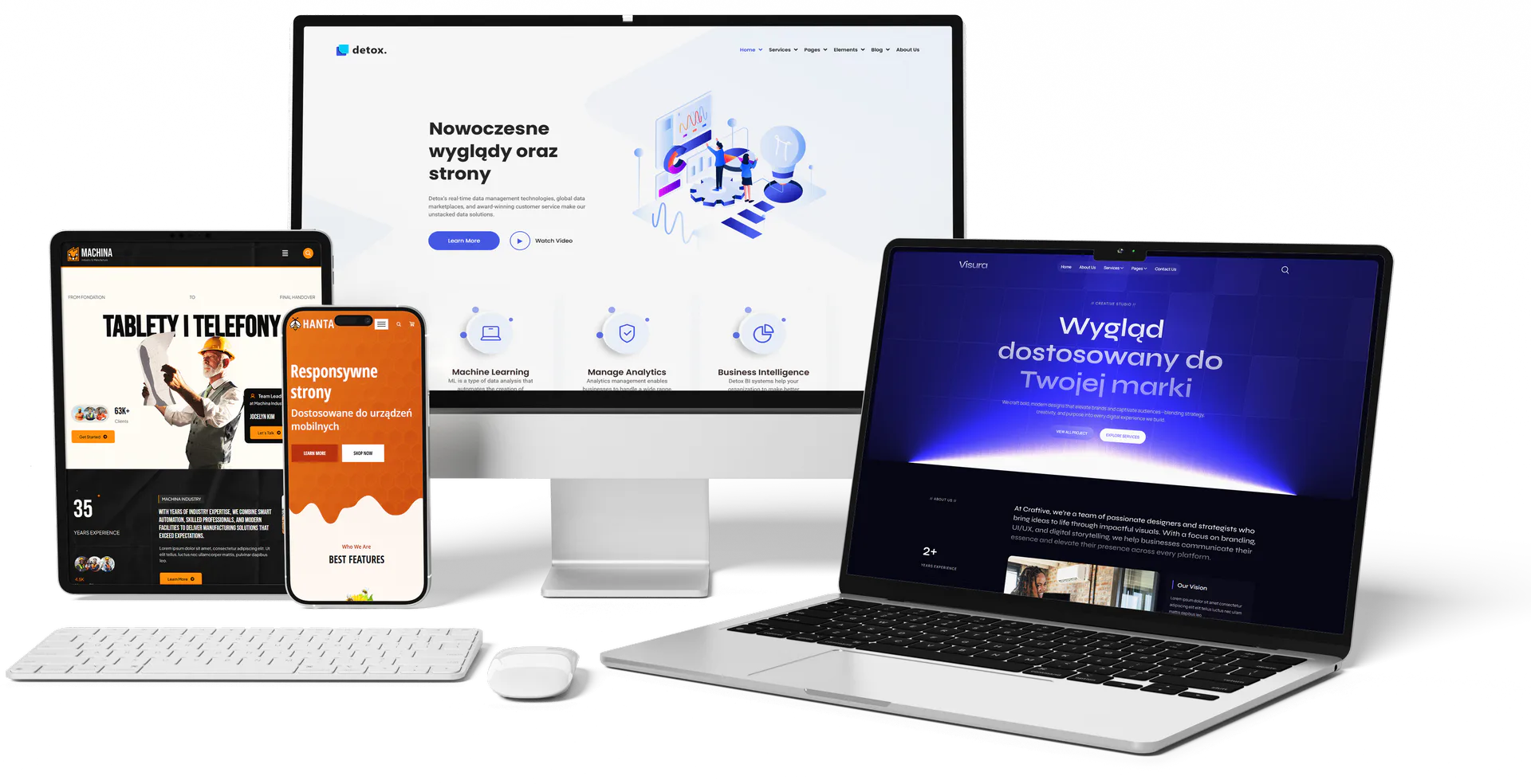 Projekt responsywnej strony internetowej dla pracowni architektonicznej wyświetlany na laptopie.